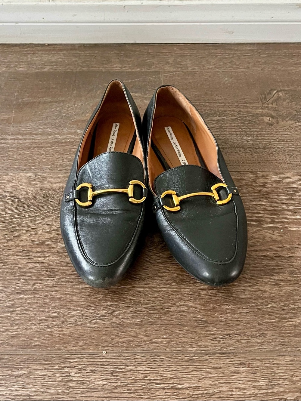 & Other Stories Black Leather Loafers with Gold Horsebit